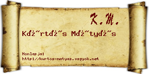 Kürtös Mátyás névjegykártya
